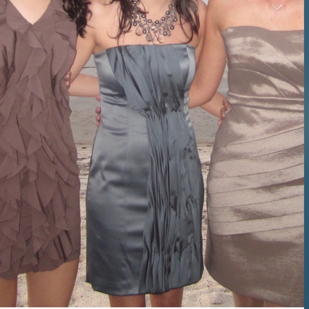 Pewter color strapless dress